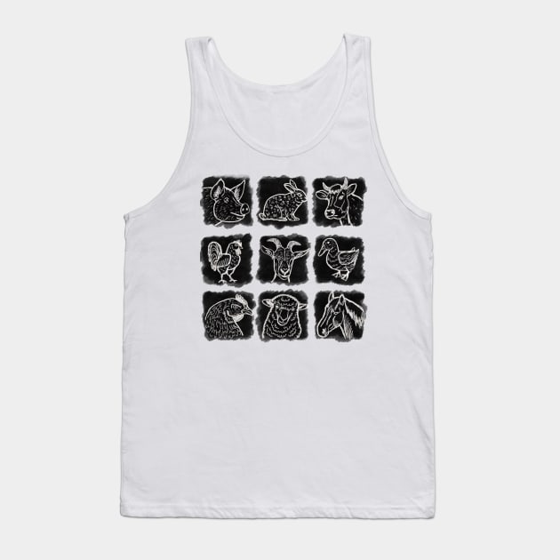 Farm animals b/w Tank Top by Shyflyer